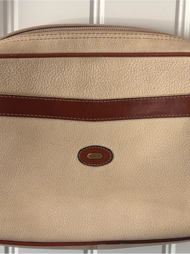 Bally Beige And Brown Pebbled Leather Crossbody Bag in brown|red Leather from Poshmark