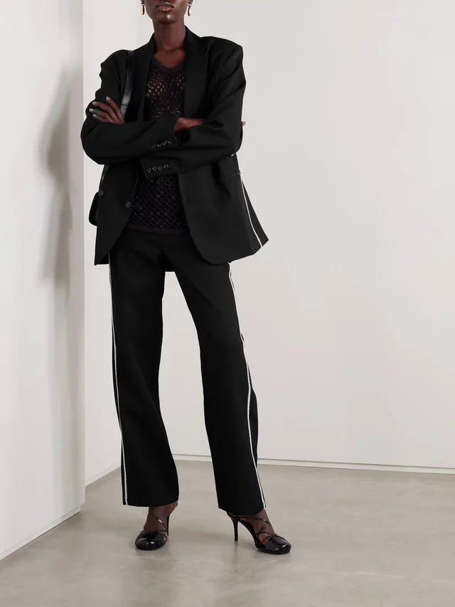 DIOTIMA Thirds embroidered wool-twill straight-leg pants in Black, photo 2 of 2 from NET-A-PORTER (Canada)