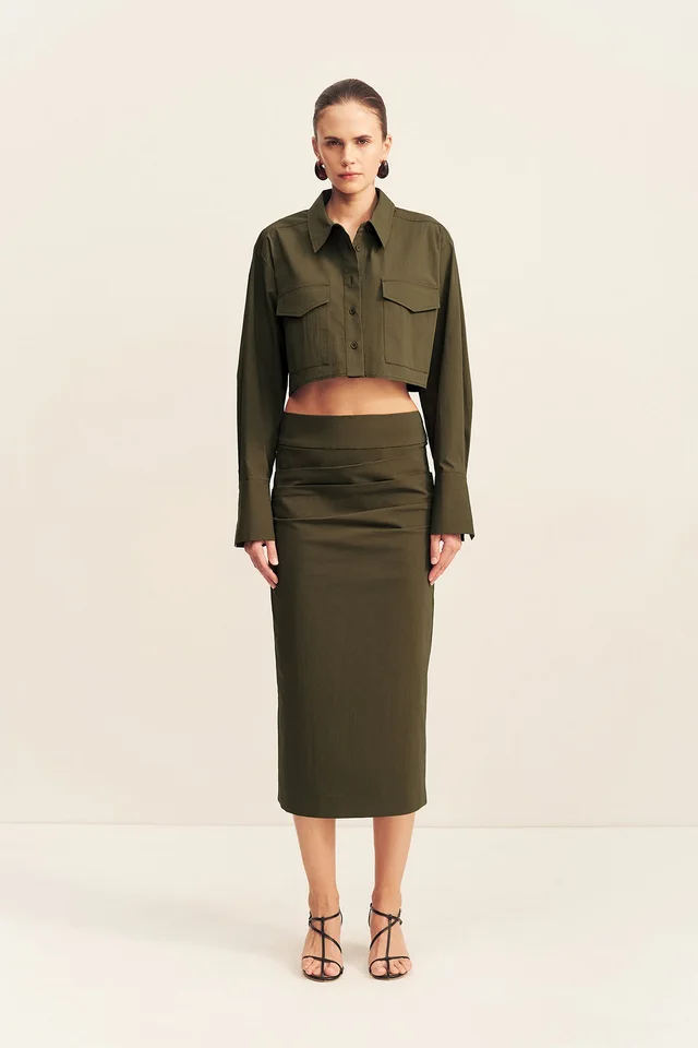 Shona Joy CAMPBELL PATCH POCKET CROP SHIRT - JUNGLE from Shona Joy, photo 1 of 1