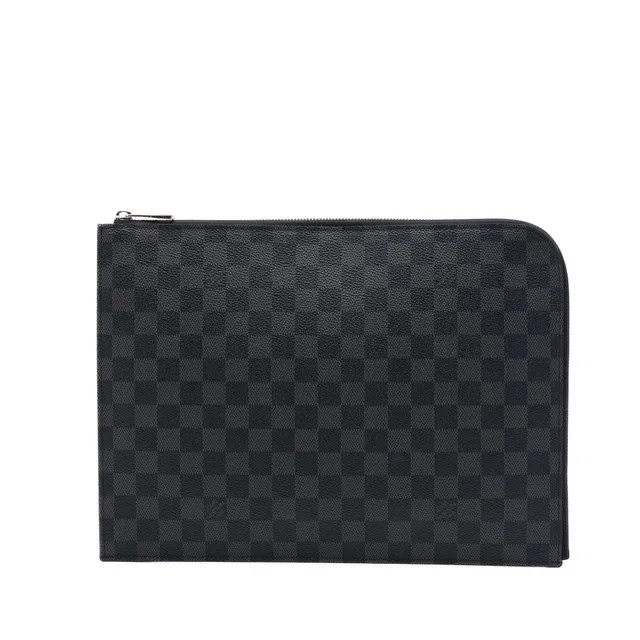Black Louis Vuitton Damier Graphite Pochette Jour GM Clutch Bag in Black Canvas from Designer Revival