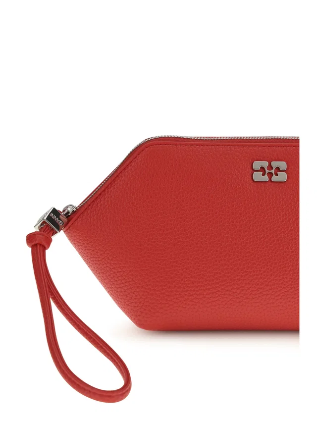 GANNI Butterfly-Embossed Recycled Leather Wallet — Red & Purses in Red Leather from HEWI