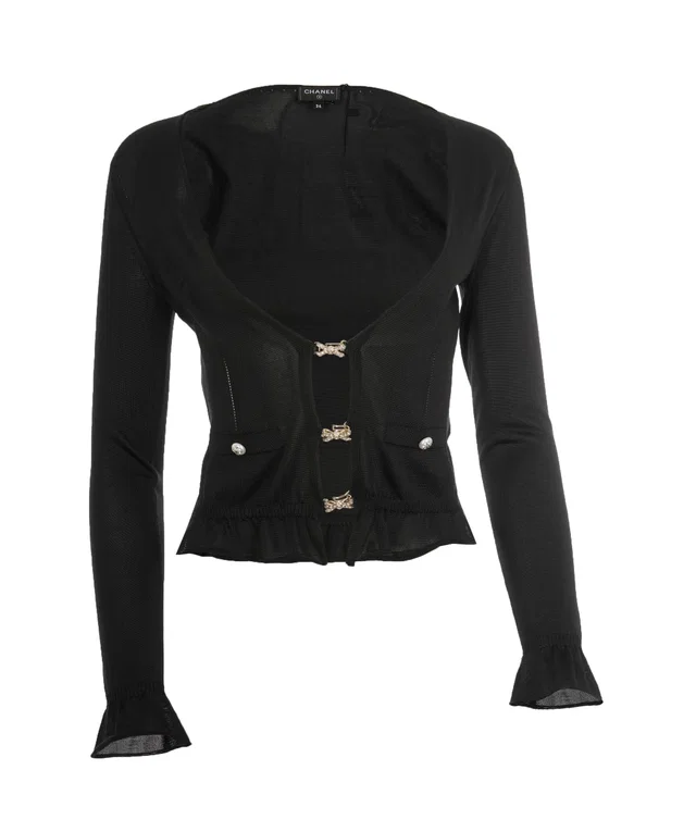 Chanel Bow Diamonte CC Cardigan in Silk from Luxury Promise