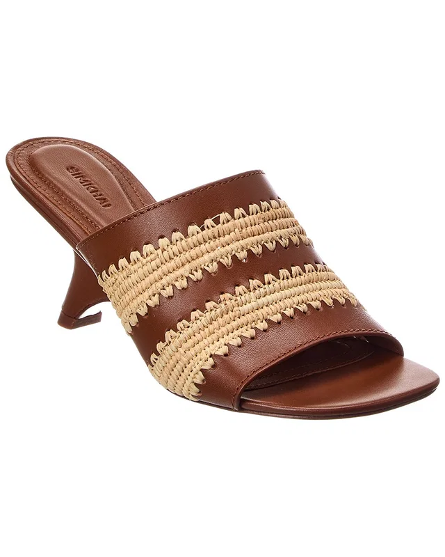 SIMKHAI Shadow Mule Raffia & Leather Sandal, image 1 of 1 from Gilt