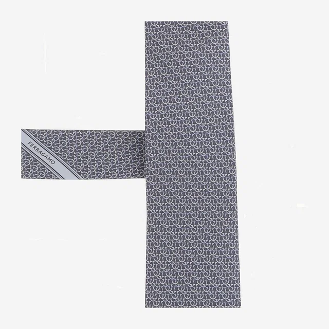 Ferragamo Silk Jacquard Necktie — Gray Neckties in Grey Silk from HEWI
