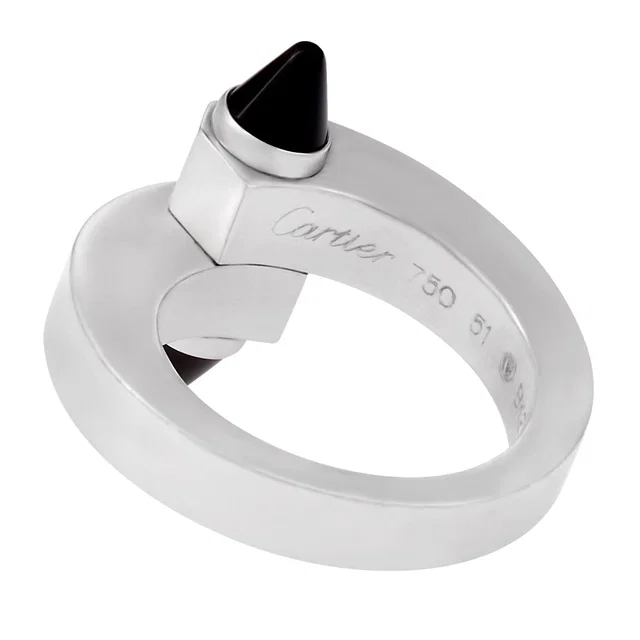 Cartier Menotte Bypass ring in 18k white gold with onyx accents in White Yellow Gold from Gray And Sons