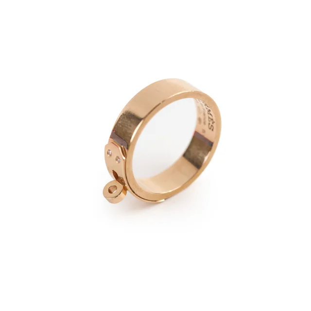 Hermès 18k Kelly Ring Rose Gold with Diamonds Size 51 in Pink from The Purse Affair