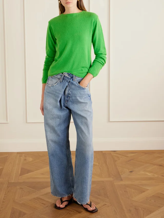 AURALEE Brushed cashmere and cotton-blend sweater in Green, photo 2 of 2 from NET-A-PORTER (Canada)
