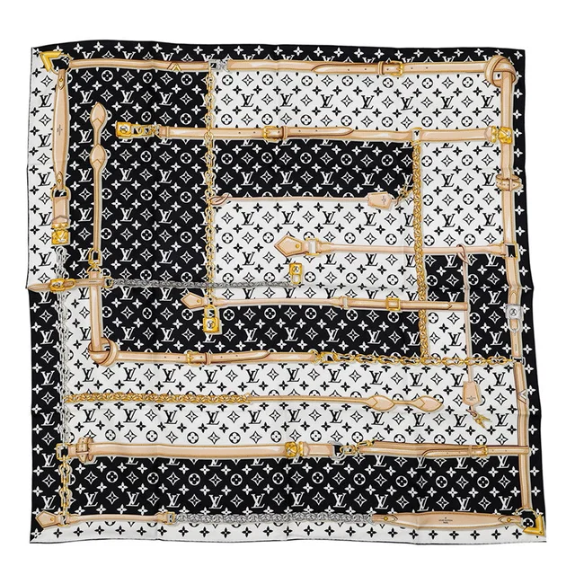 Louis Vuitton Carre / Monogram Confidential NoirM78667 Silk100% from GALLERY RARE
