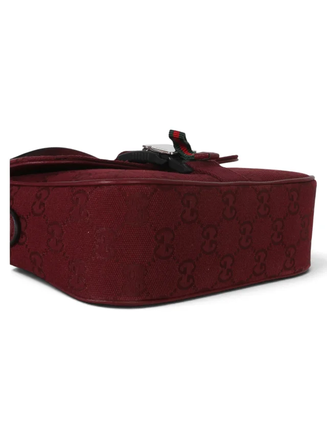 Gucci Burgundy Monogram Canvas Small Buckle Messenger in Burgundy Coated canvas from Season 2 Consign, photo 7 of 8
