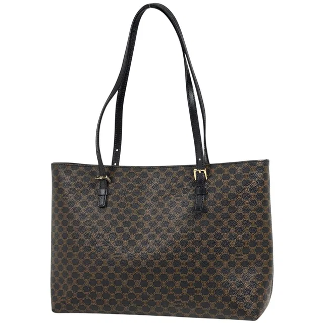 Celine Macadam Pattern Tote Bag Brown Black in Black Coated canvas from The Reluxe