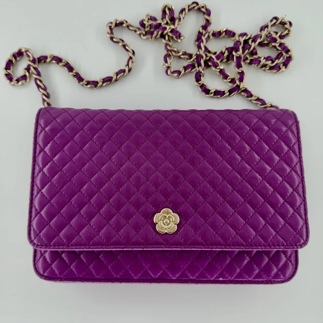 Chanel Purple Lambskin Matelasse WOC in Purple Lambskin from SparklesnDreams