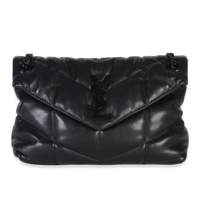 Saint Laurent Black Quilted Lambskin Small Loulou Puffer Chain Satchel in Black Lambskin from myGemma