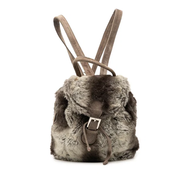 Gray Fendi Mink Fur Tie Dye Print Backpack in Grey Suede from Designer Revival