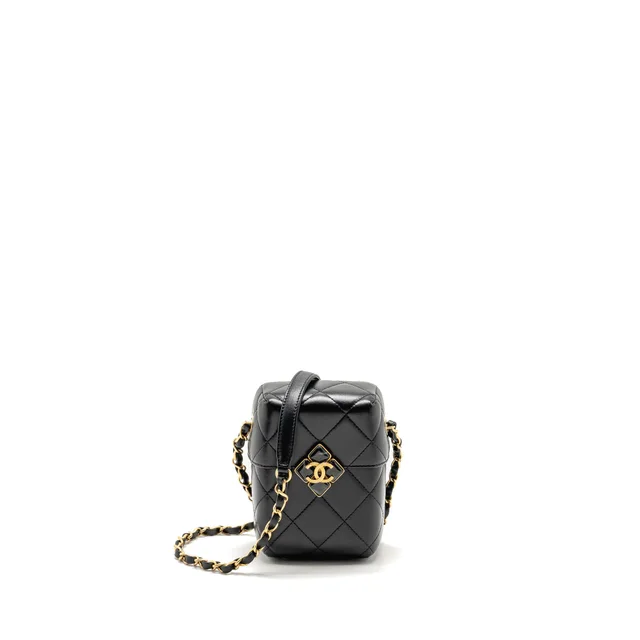 Chanel Enamel CC Box Bag Lambskin Black GHW (Microchip) in Black Lambskin from EMIER