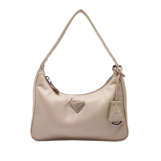 Beige Prada Mini Tessuto Re Edition 2000 Shoulder Bag in Beige Nylon from Designer Revival