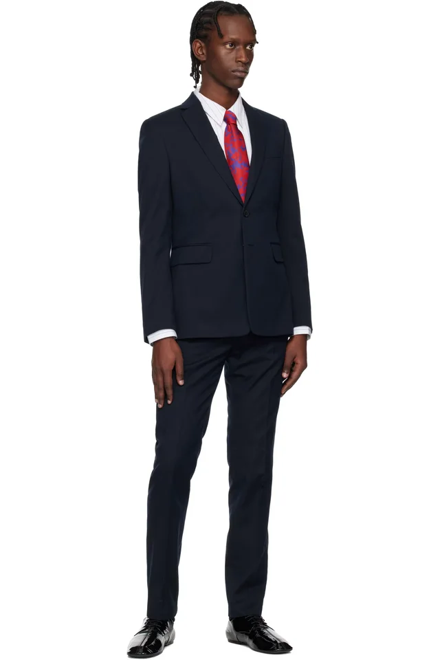 Dries Van Noten Red & Purple Printed Silk Tie, photo 3 of 3 from SSENSE