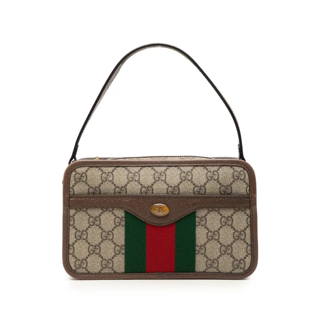 Beige Gucci Small GG Supreme Web Ophidia Top Handle Bag Satchel in Beige Coated canvas from Designer Revival, photo 1 of 1