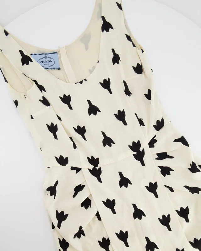 Prada White with Black Prints Mini Sleeveless Dress Size IT 38 (UK 6) in Black from Sellier