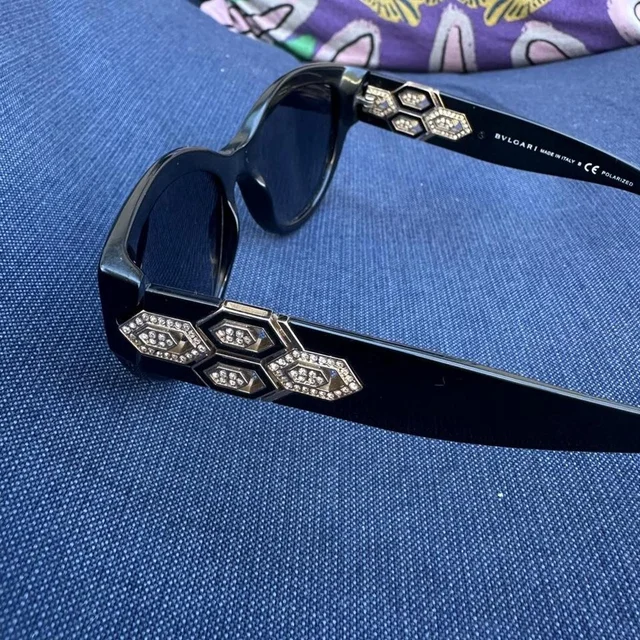 Bvlgari Women's Cat eye Sunglasses - Black in black from Depop, photo 1 of 1