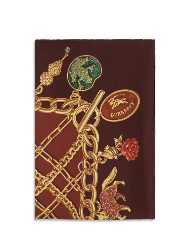 Burberry Silk Chain & Charm Print Scarf — Brown Scarfs in Brown Silk from HEWI