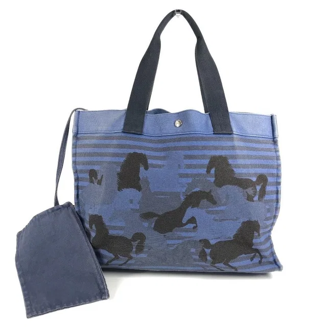 Hermès Shoulder Bag Chevoin Cotton Blue Black in Black from The Reluxe