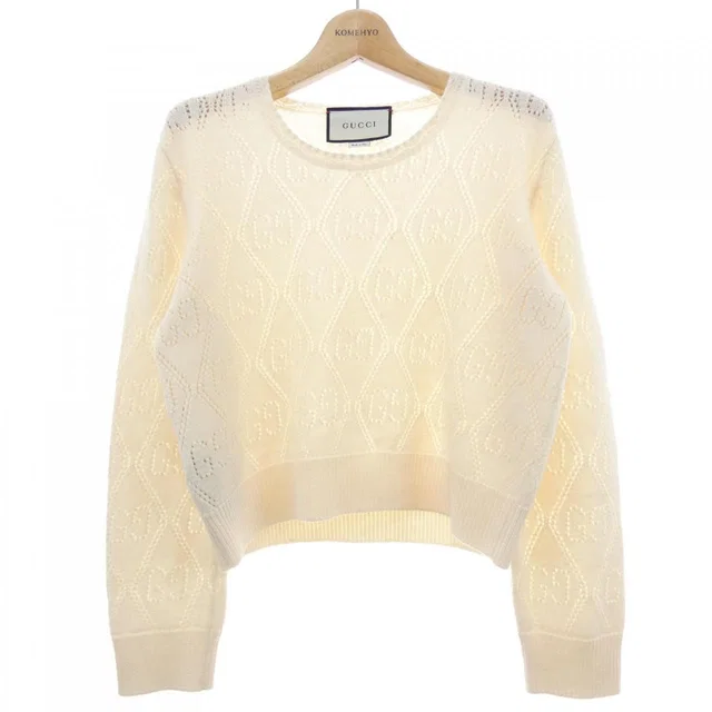 Gucci GG Perforated Wool Crop Sweater 7 Knit in Wool from The Reluxe
