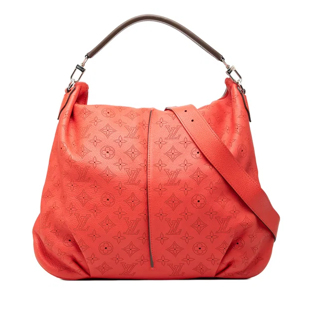 Red Louis Vuitton Monogram Mahina Selene MM Satchel in Red Leather from Designer Revival