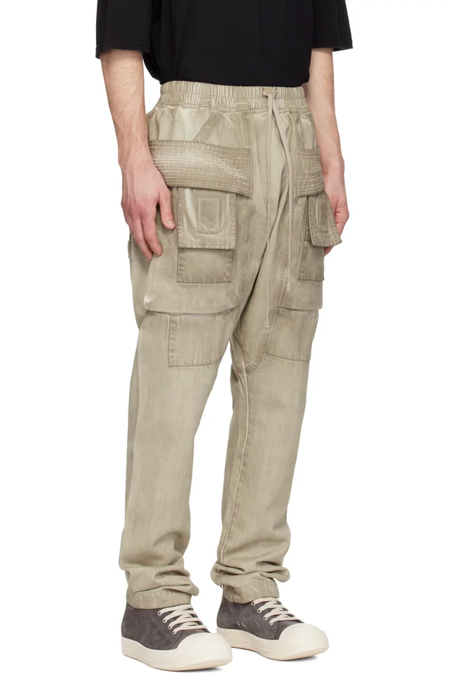 Rick Owens DRKSHDW Beige Temple Creatch Denim Cargo Pants, photo 2 of 4 from SSENSE