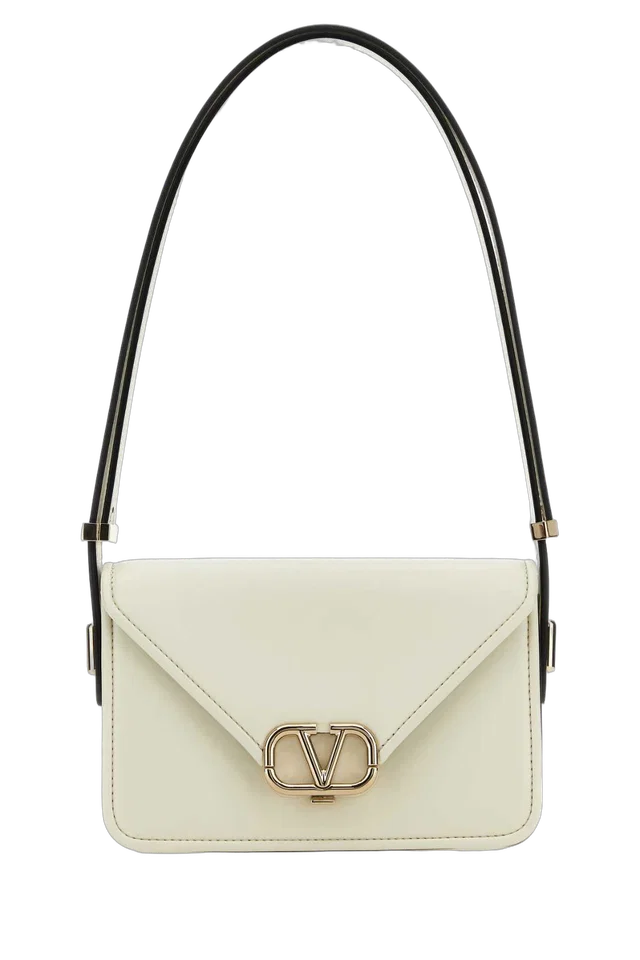 Valentino Garavani Vlogo Metal Closure Shoulder Bag — White in White Leather from HEWI