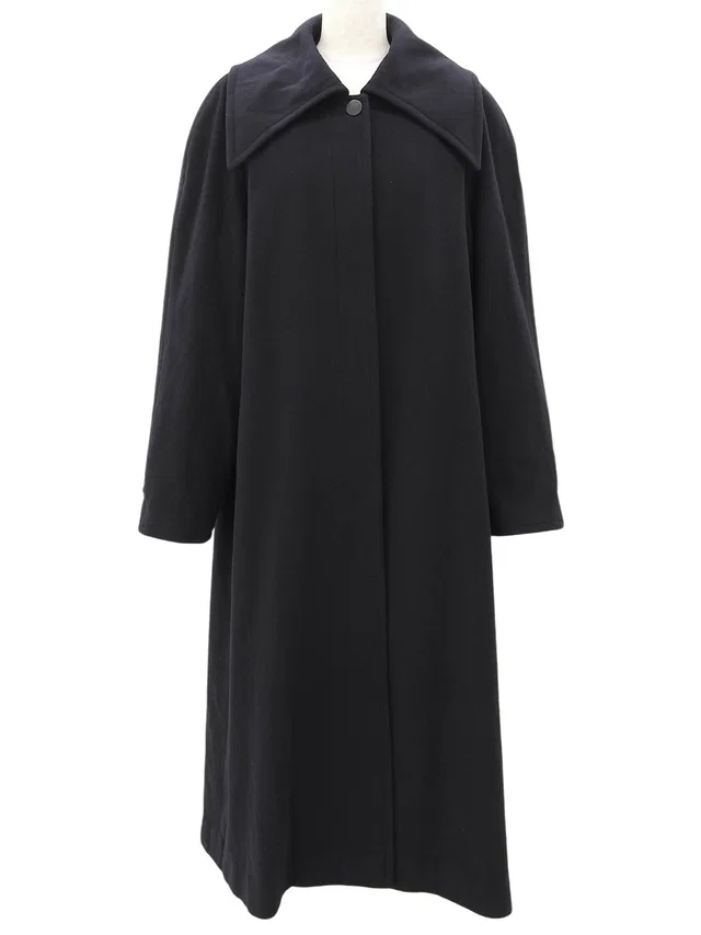 Chanel 1999 Cashmere Logo Button Long Coat #38 Navy in Navy Cashmere from VINTAGE QOO TOKYO