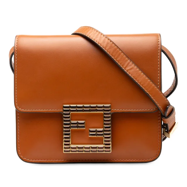 Brown Fendi Leather Crystal Fab Crossbody in Brown Leather from Designer Revival, photo 1 of 1