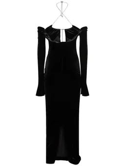 16arlington Long dress with bell sleeves in 92% Polyester, 8% Elastane, photo 5 of 5 from LUISAVIAROMA
