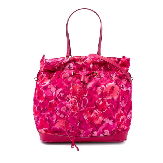 Pink Louis Vuitton Limited Edition Monogram Nylon Ikat Noefull MM Bucket Bag in Pink Nylon from Designer Revival