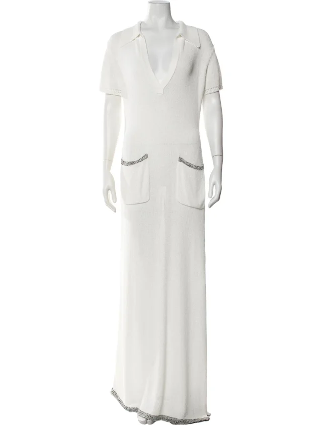 Proenza Schouler V-Neck Long Dress in white from The RealReal