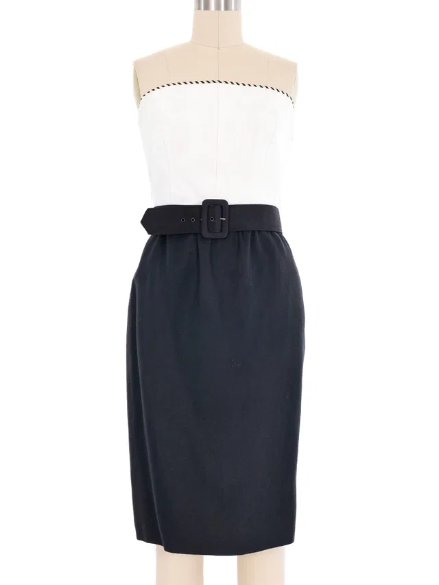 Givenchy Colorblock Strapless Linen Dress from Arcade Vintage