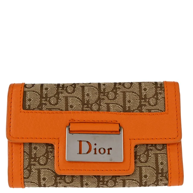 Dior Key Case Beige Orange Trotter Small Good in Beige Canvas from AMORE Vintage Tokyo