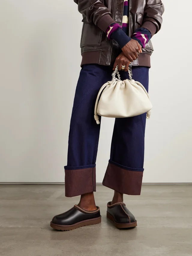 UGG Tasman Regen embroidered leather slippers in Brown, photo 2 of 2 from NET-A-PORTER (Canada)