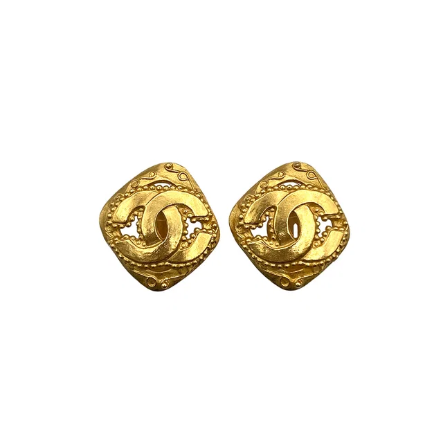 Chanel Vintage Earrings Cocomark Gold Accessory 96A in Gold from Luxury Promise