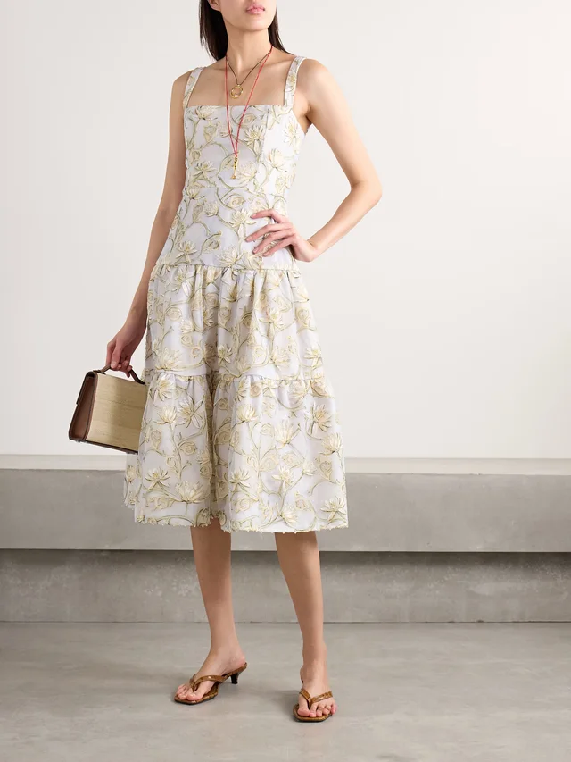 AGUA BY AGUA BENDITA Lima Soledad embellished floral-print tulle midi dress in White, photo 2 of 2 from NET-A-PORTER (Canada)