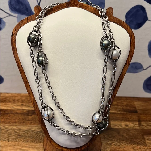 David Yurman Caged Pearl Lantana Necklace in white|silver|gray from Poshmark