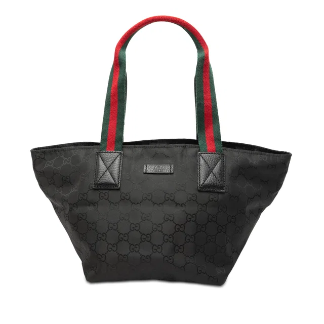 Black Gucci GG Nylon Web Tote in Black Nylon from Designer Revival