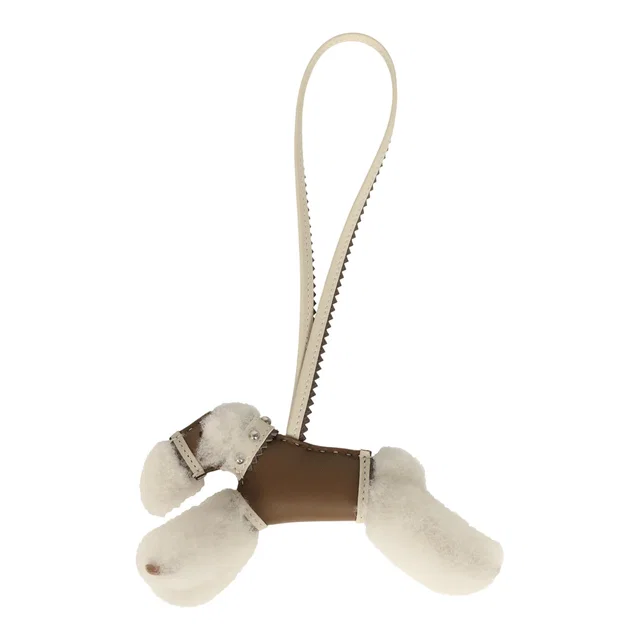 Hermès "Rock" Budy Apic Charm Ecru, Etoupe, Craie and Gris Etain Milo Lambskin and Merino Wool in Taupe Lambskin from Madison Avenue Couture