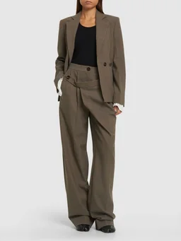 Peter Do Wide-leg trousers with pleats in 53% Polyester, 43% Virgin Wool, 4% Elastane, photo 6 of 9 from LUISAVIAROMA
