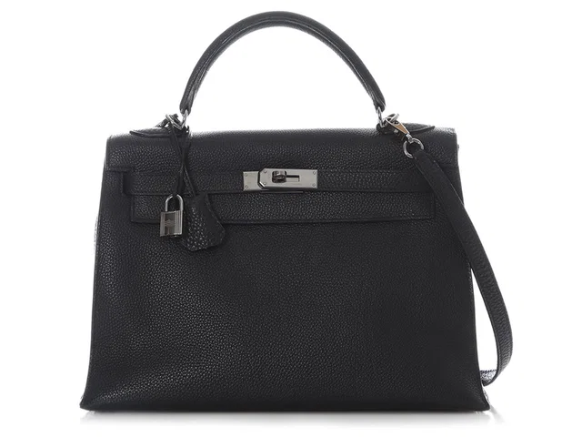 Hermès Black Togo Kelly 32 in Black Togo leather from Ann's Fabulous Finds