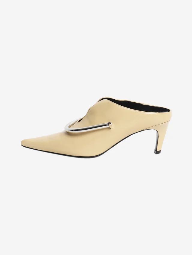 Jil Sander Butter Abrasivato leather metal mules - size EU 38.5 in Leather from Sign of the Times