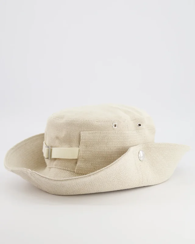 Jacquemus Le Bob De-Nîmes Bucket Hat with Adjustable Drawstring in Beige from Sellier, photo 8 of 12