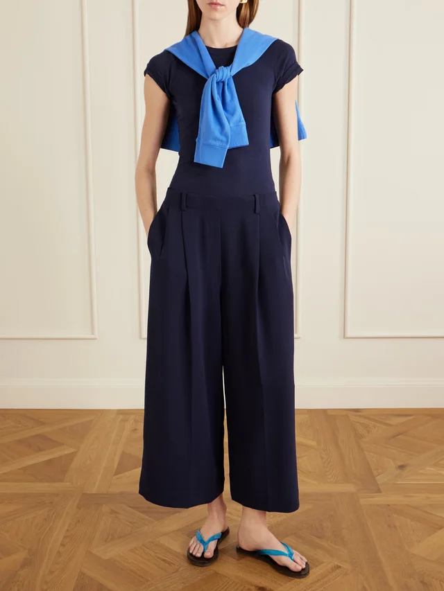 LESET Arielle pleated cropped cady wide-leg pants in Blue, photo 2 of 2 from NET-A-PORTER (Canada)