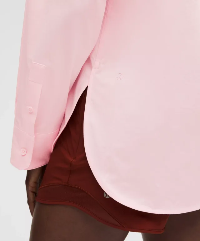 lululemon Woven Relaxed-Fit Button-Up Shirt in Pink Pearl, photo 5 of 6 from lululemon