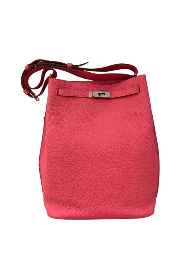 Hermès So Kelly 26 Rose Liptstick Clemence PHW #Q in Pink Clemence leather from Luxury Promise