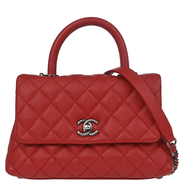 Chanel 2017 Red Caviar Skin Coco Handle 2way Shoulder Handbag in Red Caviar leather from AMORE Vintage Tokyo